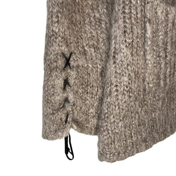 LAURIE B WOOL SOFT BROWN LONG SLEEVE SNAP BUTTON COLLARED CARDIGAN SWEATER, M - Picture 3 of 8